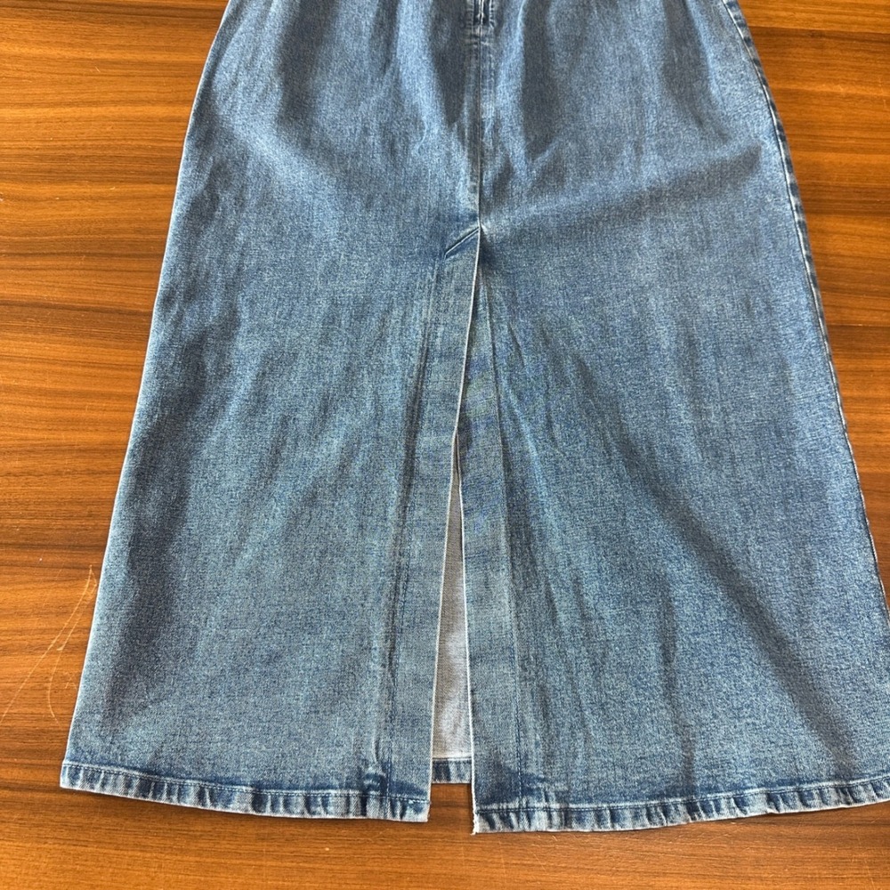 Abercrombie & Fitch Strapless Denim Midi Dress Large Stretch Bodycon Corset NWT - Picture 12 of 13